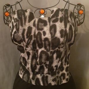 Gray leopard print tube top